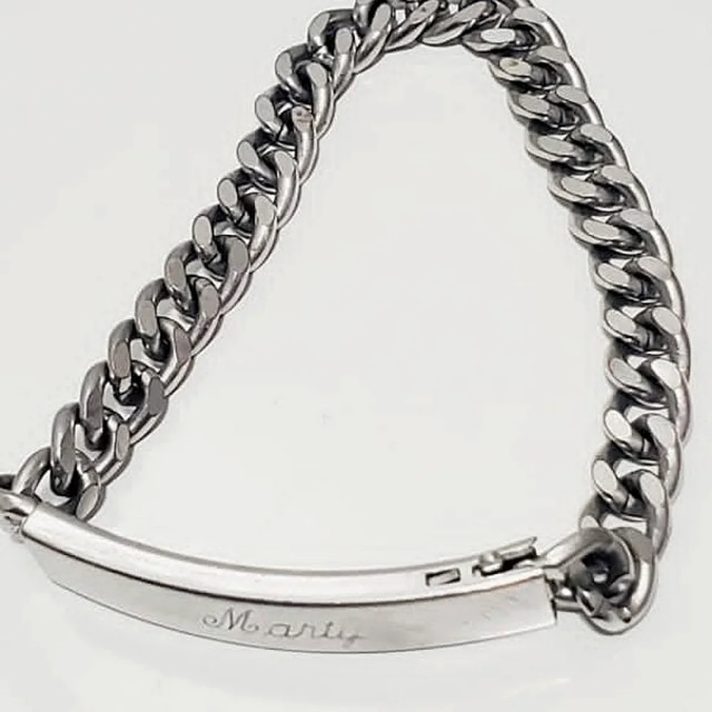 Speidel Silver Chain Bracelet. Personalized Men's Bracelet. Tagged 